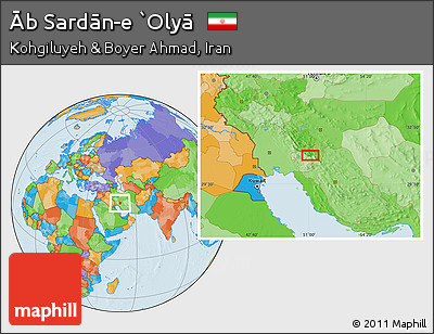 Political Location Map of Āb Sardān-e `Olyā