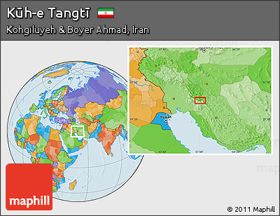 Political Location Map of Kūh-e Tangtī