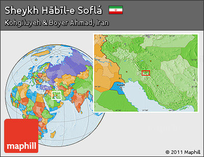 Political Location Map of Sheykh Hābīl-e Soflá