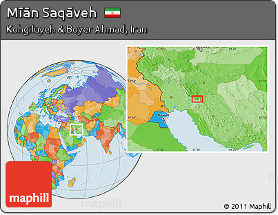 Political Location Map of Mīān Saqāveh
