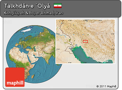Satellite Location Map of Talkhdān-e `Olyā