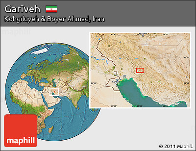 Satellite Location Map of Garīveh