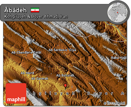 Physical Map of Ābādeh