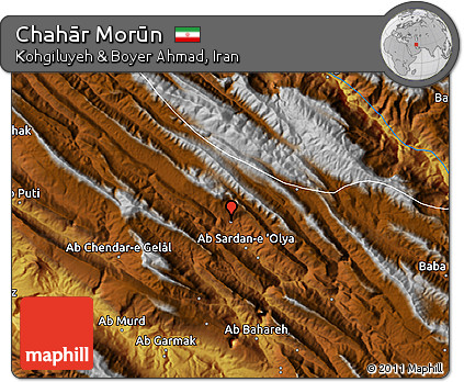 Physical Map of Chahār Morūn