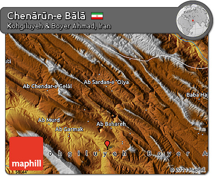 Physical Map of Chenārūn-e Bālā