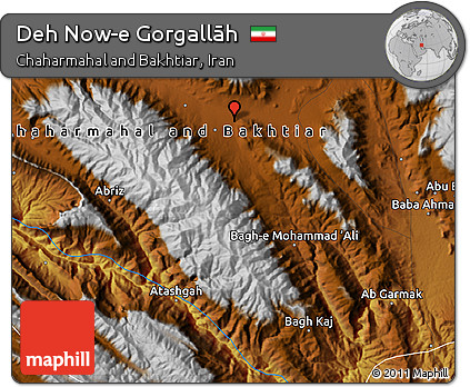 Physical Map of Deh Now-e Gorgallāh