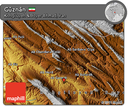Physical Map of Gūznān