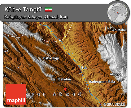 Physical Map of Kūh-e Tangtī