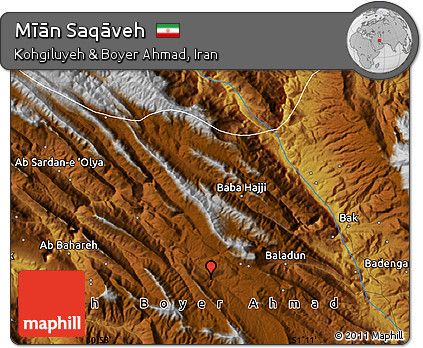 Physical Map of Mīān Saqāveh