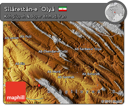 Physical Map of Sīlārestān-e `Olyā
