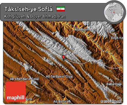 Physical Map of Tāksīseh-ye Soflá