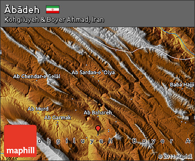 Physical Map of Ābādeh