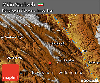 Physical Map of Mīān Saqāveh