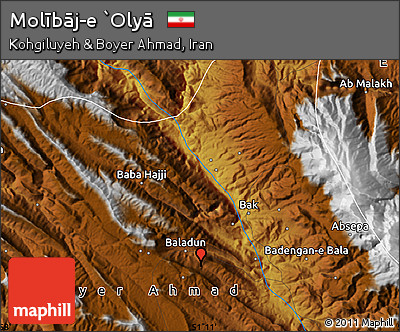 Physical Map of Molībāj-e `Olyā