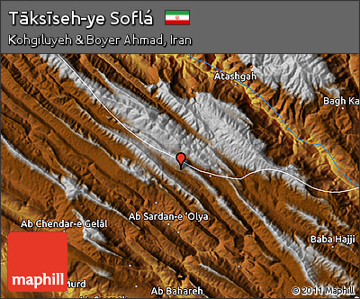 Physical Map of Tāksīseh-ye Soflá