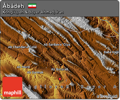 Physical Map of Ābādeh