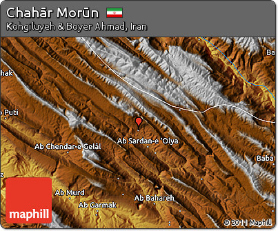 Physical Map of Chahār Morūn