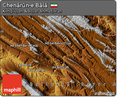 Physical Map of Chenārūn-e Bālā