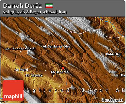 Physical Map of Darreh Derāz