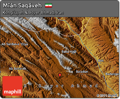 Physical Map of Mīān Saqāveh