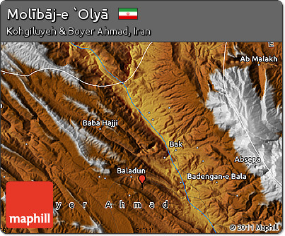 Physical Map of Molībāj-e `Olyā