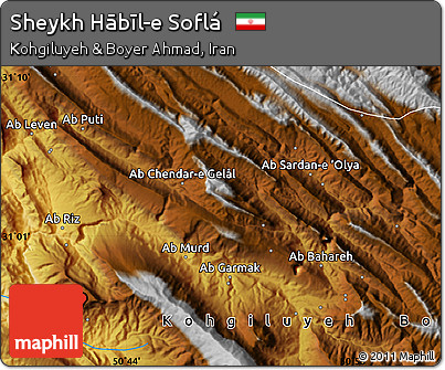 Physical Map of Sheykh Hābīl-e Soflá