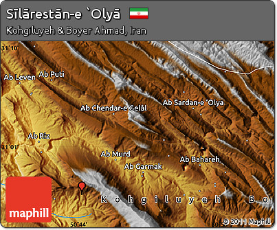 Physical Map of Sīlārestān-e `Olyā