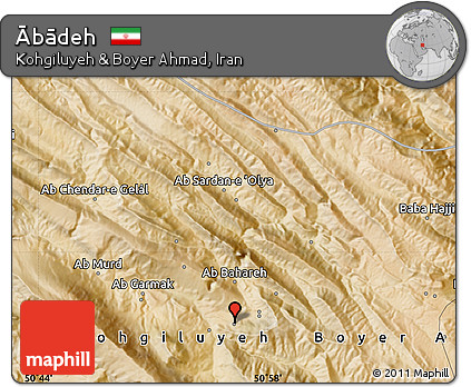 Satellite Map of Ābādeh