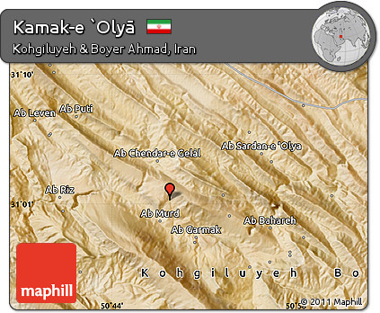 Satellite Map of Kamak-e `Olyā