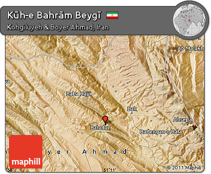 Satellite Map of Kūh-e Bahrām Beygī