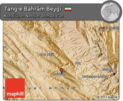 Satellite Map of Tang-e Bahrām Beygī