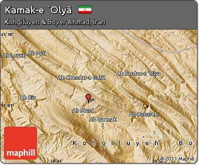 Satellite Map of Kamak-e `Olyā