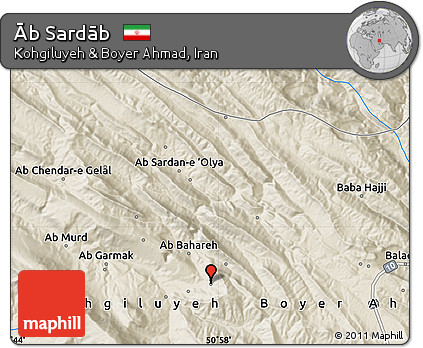 Shaded Relief Map of Āb Sardāb