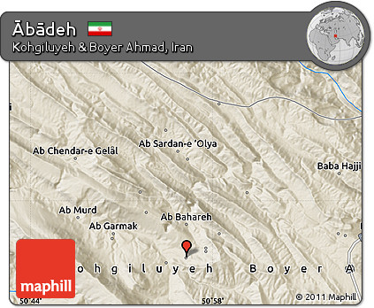 Shaded Relief Map of Ābādeh