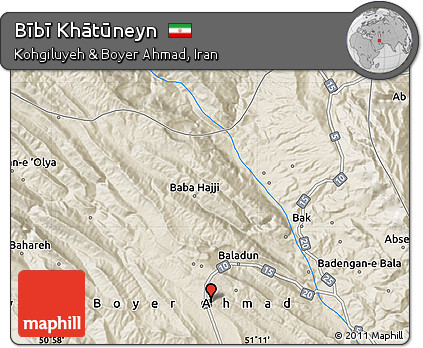 Shaded Relief Map of Bībī Khātūneyn