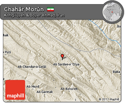 Shaded Relief Map of Chahār Morūn