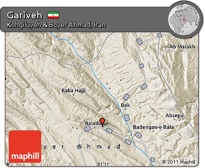 Shaded Relief Map of Garīveh