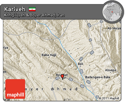 Shaded Relief Map of Karīveh