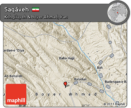 Shaded Relief Map of Saqāveh