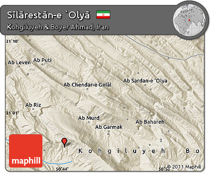 Shaded Relief Map of Sīlārestān-e `Olyā