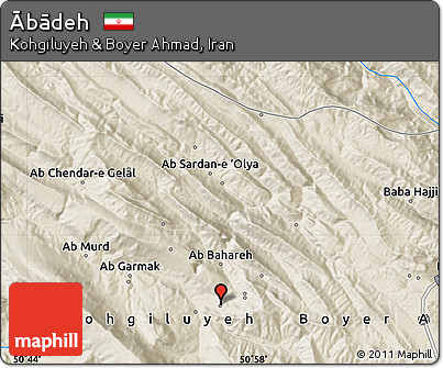 Shaded Relief Map of Ābādeh