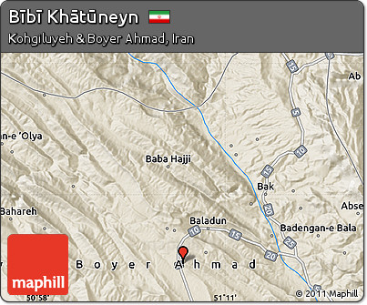 Shaded Relief Map of Bībī Khātūneyn