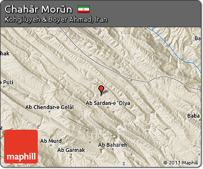 Shaded Relief Map of Chahār Morūn
