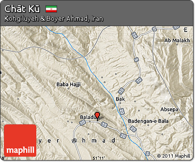 Shaded Relief Map of Chāt Kū