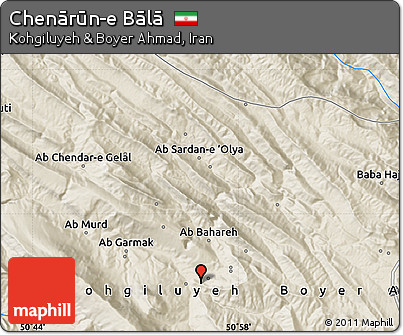 Shaded Relief Map of Chenārūn-e Bālā