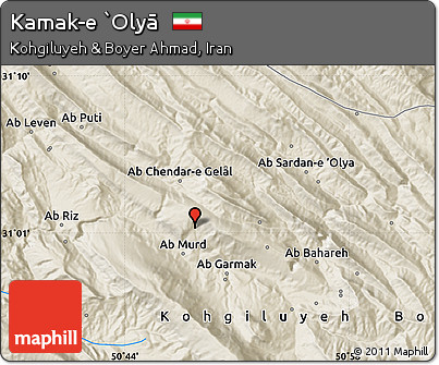 Shaded Relief Map of Kamak-e `Olyā