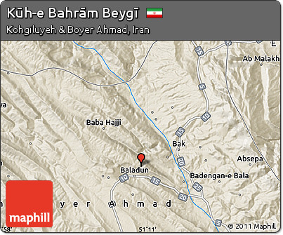 Shaded Relief Map of Kūh-e Bahrām Beygī
