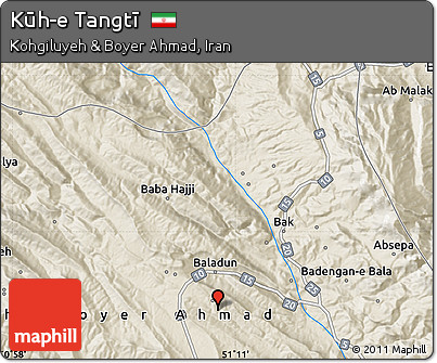 Shaded Relief Map of Kūh-e Tangtī