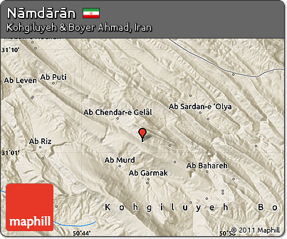 Shaded Relief Map of Nāmdārān