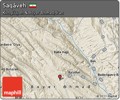 Shaded Relief Map of Saqāveh